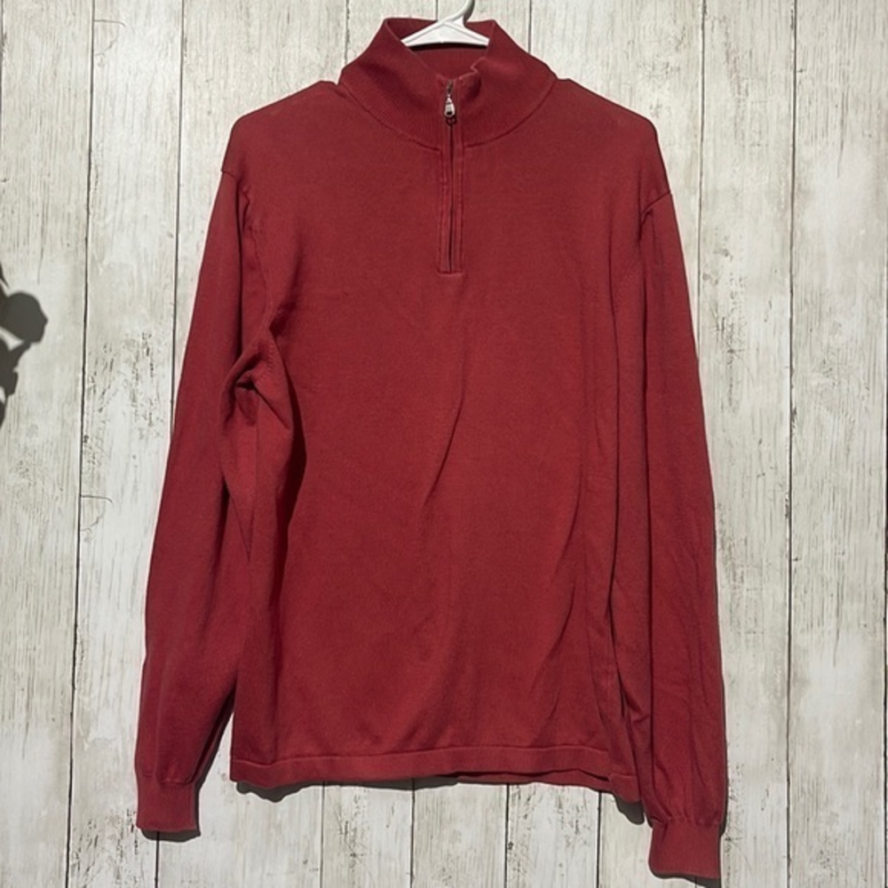 Bachrach Mens Red Cotton Modal Rayon Quarter Zip Sweater‎ Size M Made in Italy